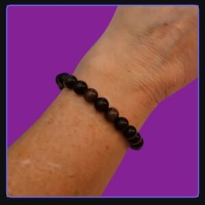 HANDMADE Purple Cat's Eye Beaded Stretch Bracelet